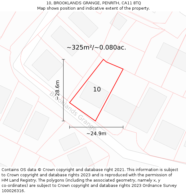 10, BROOKLANDS GRANGE, PENRITH, CA11 8TQ: Plot and title map