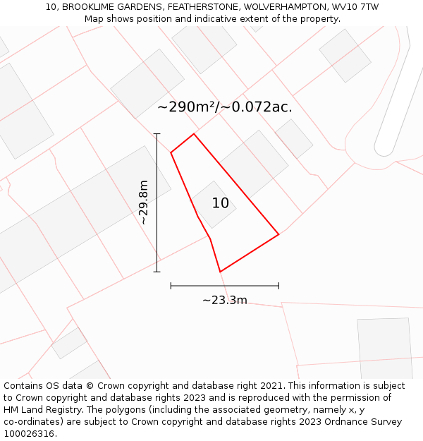 10, BROOKLIME GARDENS, FEATHERSTONE, WOLVERHAMPTON, WV10 7TW: Plot and title map