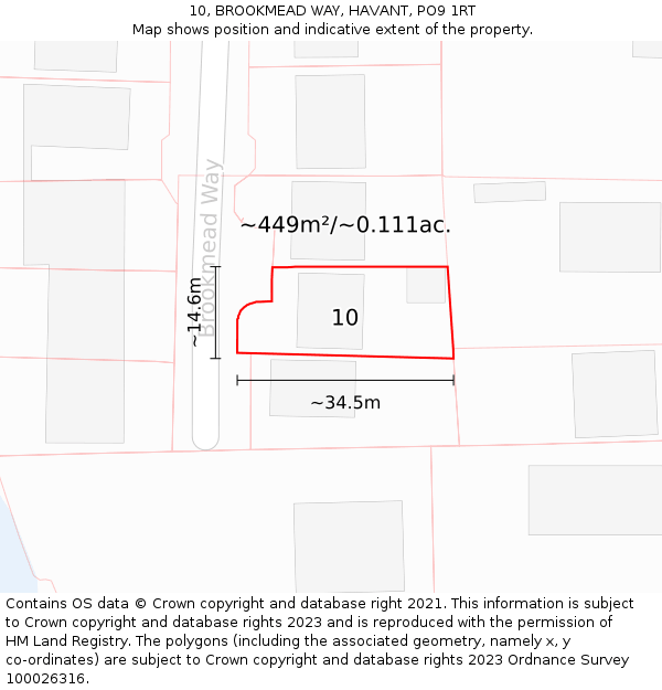 10, BROOKMEAD WAY, HAVANT, PO9 1RT: Plot and title map
