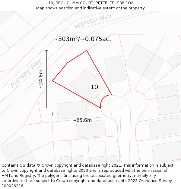 10, BROUGHAM COURT, PETERLEE, SR8 1QA: Plot and title map