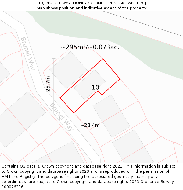 10, BRUNEL WAY, HONEYBOURNE, EVESHAM, WR11 7GJ: Plot and title map