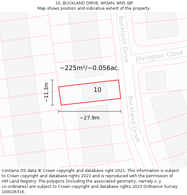 10, BUCKLAND DRIVE, WIGAN, WN5 0JR: Plot and title map