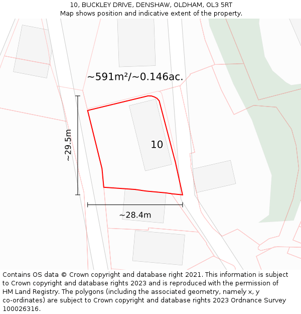 10, BUCKLEY DRIVE, DENSHAW, OLDHAM, OL3 5RT: Plot and title map