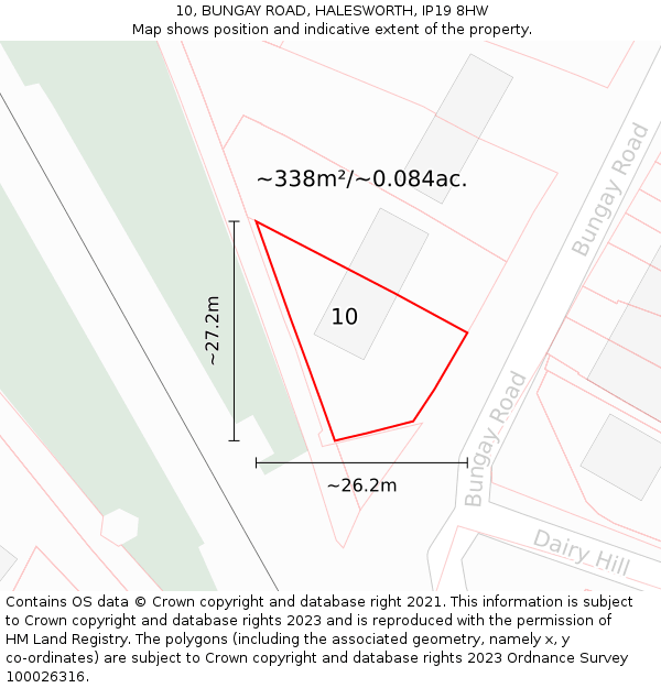 10, BUNGAY ROAD, HALESWORTH, IP19 8HW: Plot and title map