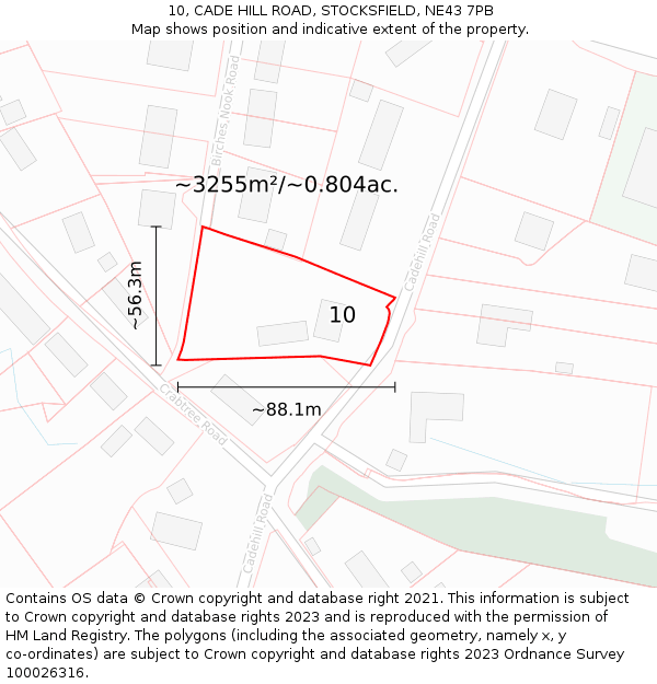 10, CADE HILL ROAD, STOCKSFIELD, NE43 7PB: Plot and title map