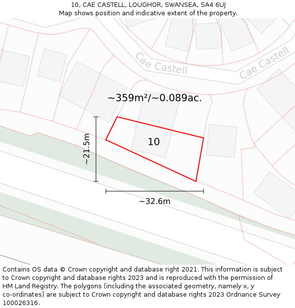 10, CAE CASTELL, LOUGHOR, SWANSEA, SA4 6UJ: Plot and title map