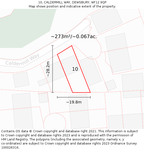 10, CALDERMILL WAY, DEWSBURY, WF12 9QP: Plot and title map