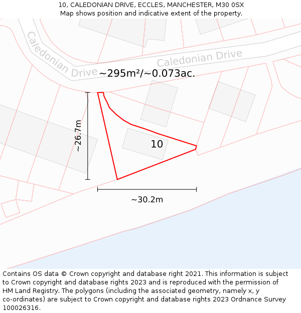 10, CALEDONIAN DRIVE, ECCLES, MANCHESTER, M30 0SX: Plot and title map