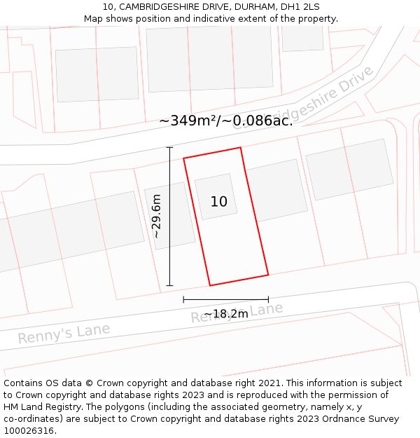 10, CAMBRIDGESHIRE DRIVE, DURHAM, DH1 2LS: Plot and title map