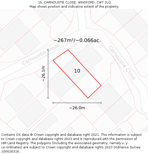 10, CARNOUSTIE CLOSE, WINSFORD, CW7 2LQ: Plot and title map