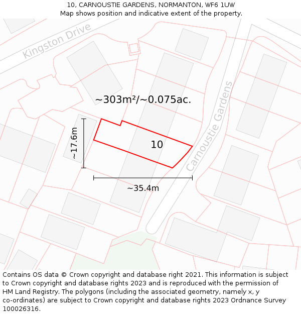 10, CARNOUSTIE GARDENS, NORMANTON, WF6 1UW: Plot and title map