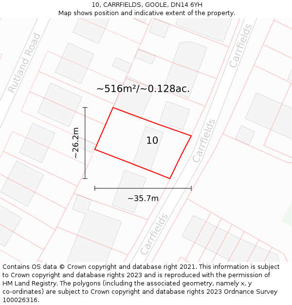 10, CARRFIELDS, GOOLE, DN14 6YH: Plot and title map