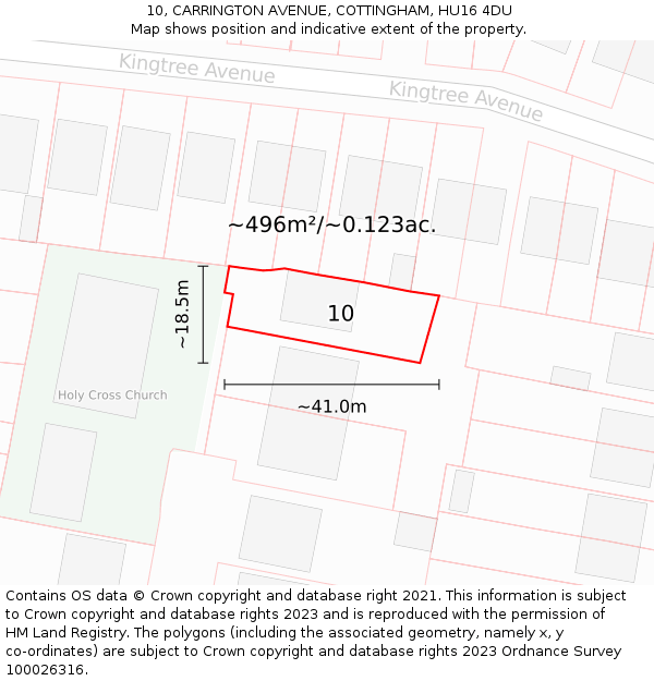 10, CARRINGTON AVENUE, COTTINGHAM, HU16 4DU: Plot and title map