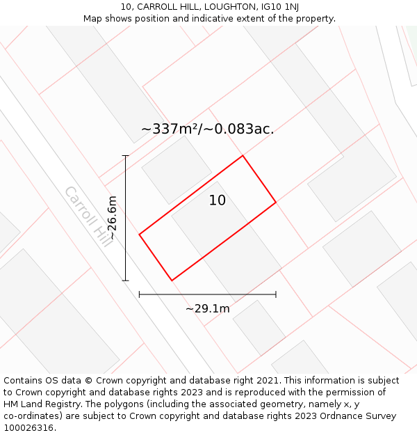 10, CARROLL HILL, LOUGHTON, IG10 1NJ: Plot and title map