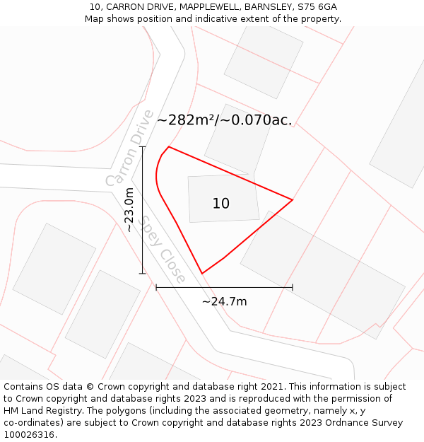 10, CARRON DRIVE, MAPPLEWELL, BARNSLEY, S75 6GA: Plot and title map