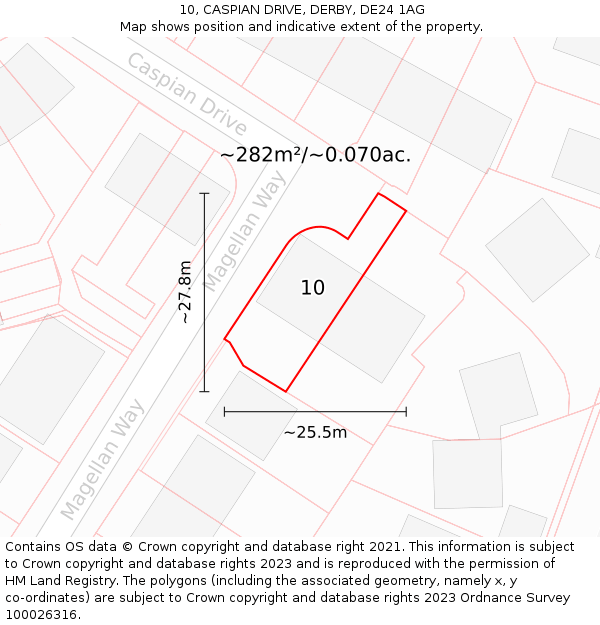 10, CASPIAN DRIVE, DERBY, DE24 1AG: Plot and title map