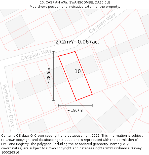 10, CASPIAN WAY, SWANSCOMBE, DA10 0LE: Plot and title map