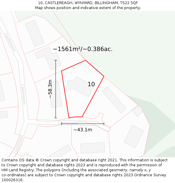 10, CASTLEREAGH, WYNYARD, BILLINGHAM, TS22 5QF: Plot and title map