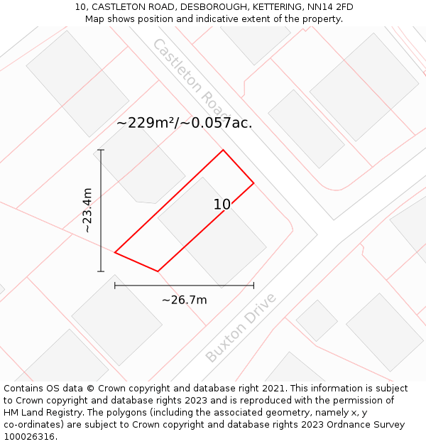 10, CASTLETON ROAD, DESBOROUGH, KETTERING, NN14 2FD: Plot and title map