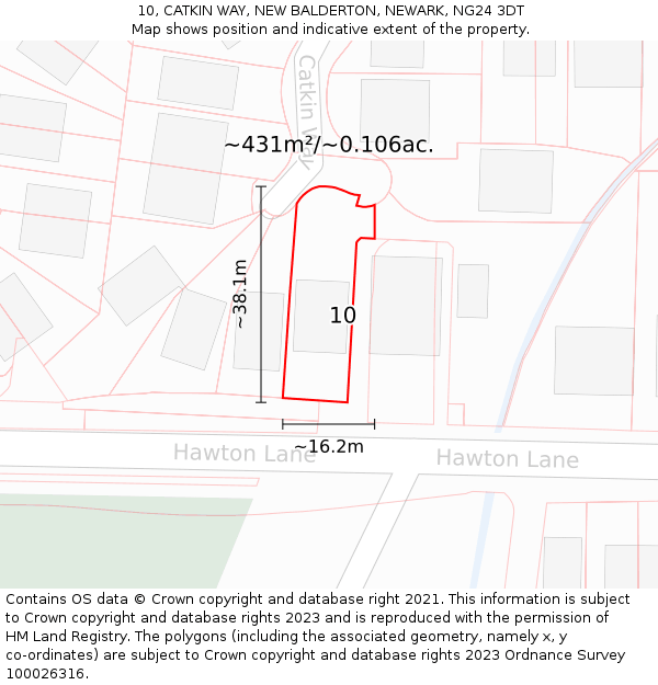 10, CATKIN WAY, NEW BALDERTON, NEWARK, NG24 3DT: Plot and title map