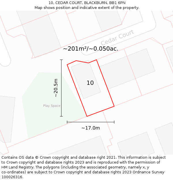 10, CEDAR COURT, BLACKBURN, BB1 6PN: Plot and title map