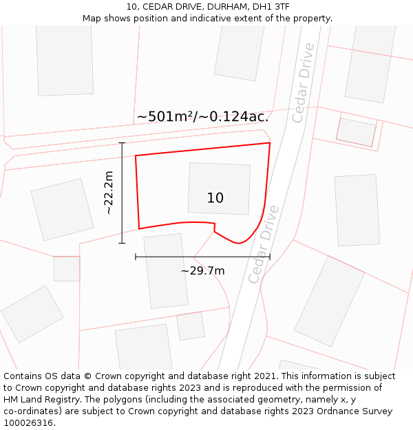 10, CEDAR DRIVE, DURHAM, DH1 3TF: Plot and title map