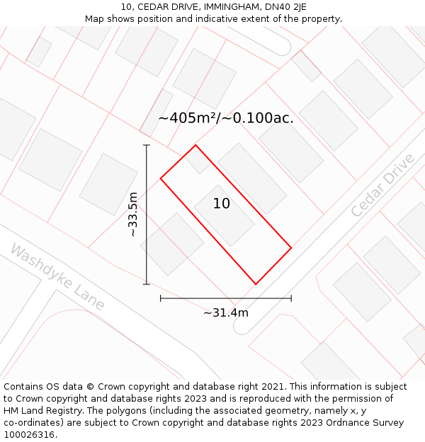 10, CEDAR DRIVE, IMMINGHAM, DN40 2JE: Plot and title map