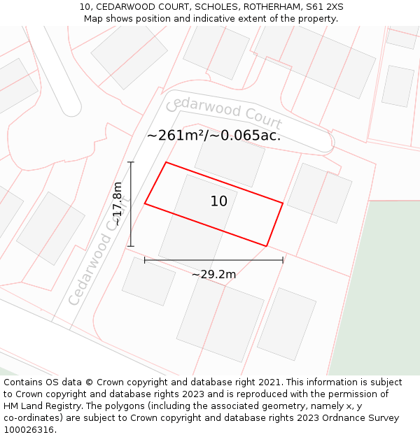 10, CEDARWOOD COURT, SCHOLES, ROTHERHAM, S61 2XS: Plot and title map