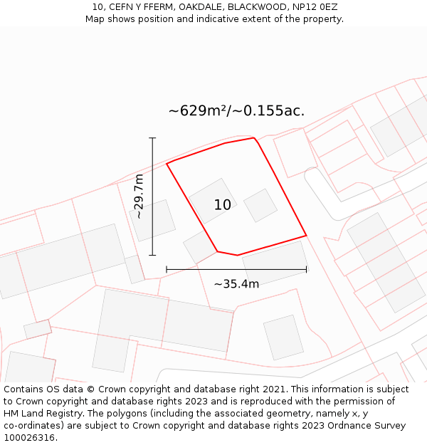 10, CEFN Y FFERM, OAKDALE, BLACKWOOD, NP12 0EZ: Plot and title map