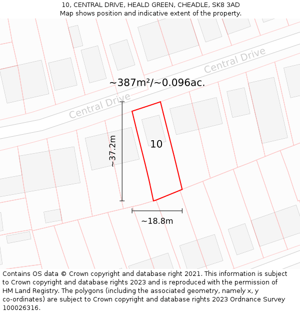 10, CENTRAL DRIVE, HEALD GREEN, CHEADLE, SK8 3AD: Plot and title map