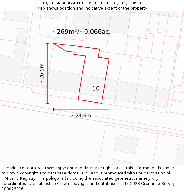 10, CHAMBERLAIN FIELDS, LITTLEPORT, ELY, CB6 1FJ: Plot and title map