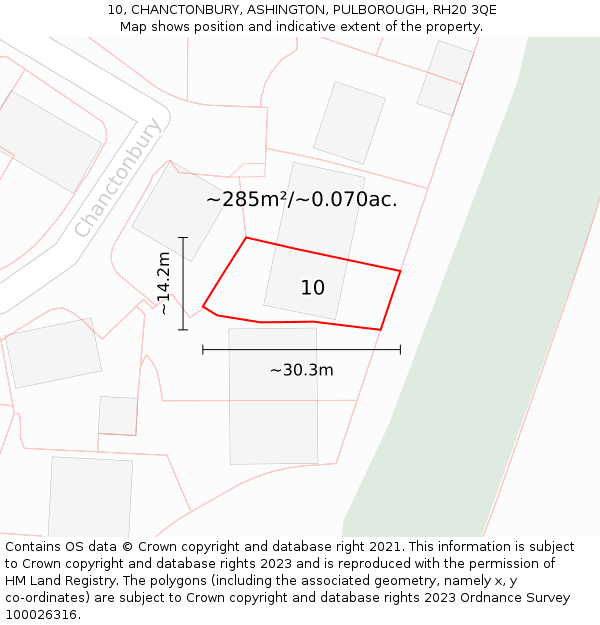 10, CHANCTONBURY, ASHINGTON, PULBOROUGH, RH20 3QE: Plot and title map