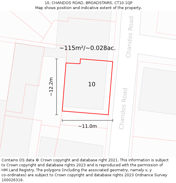 10, CHANDOS ROAD, BROADSTAIRS, CT10 1QP: Plot and title map