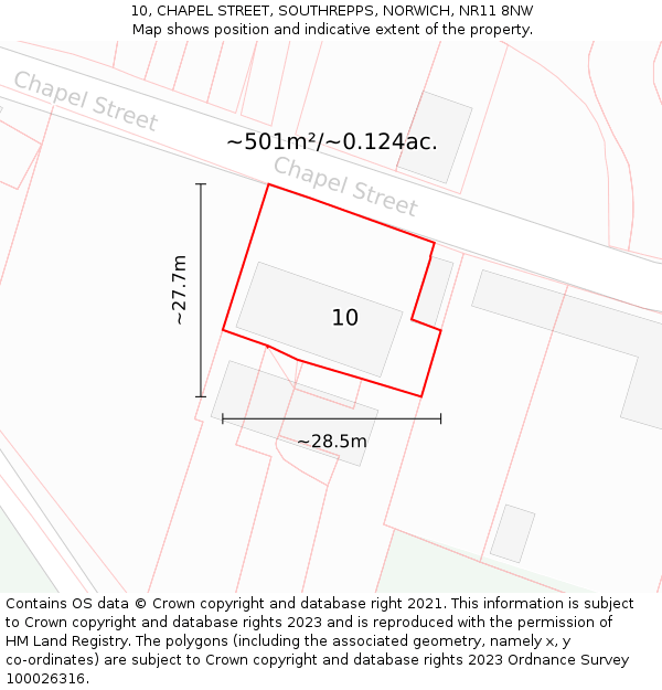 10, CHAPEL STREET, SOUTHREPPS, NORWICH, NR11 8NW: Plot and title map