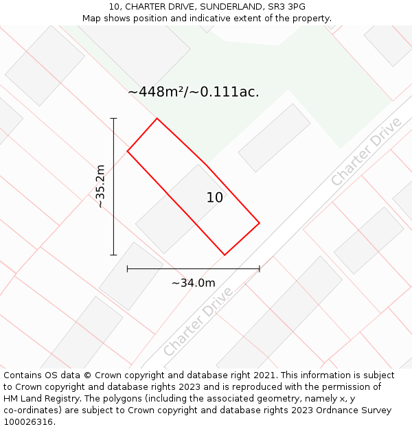 10, CHARTER DRIVE, SUNDERLAND, SR3 3PG: Plot and title map