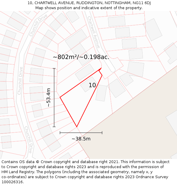 10, CHARTWELL AVENUE, RUDDINGTON, NOTTINGHAM, NG11 6DJ: Plot and title map