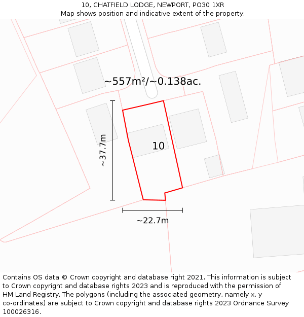 10, CHATFIELD LODGE, NEWPORT, PO30 1XR: Plot and title map