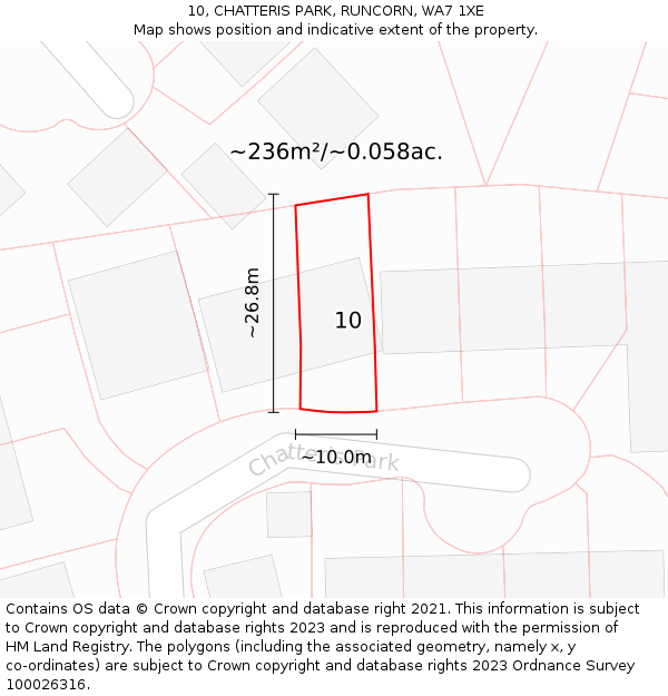 10, CHATTERIS PARK, RUNCORN, WA7 1XE: Plot and title map