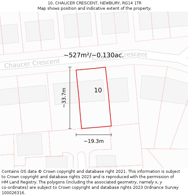 10, CHAUCER CRESCENT, NEWBURY, RG14 1TR: Plot and title map