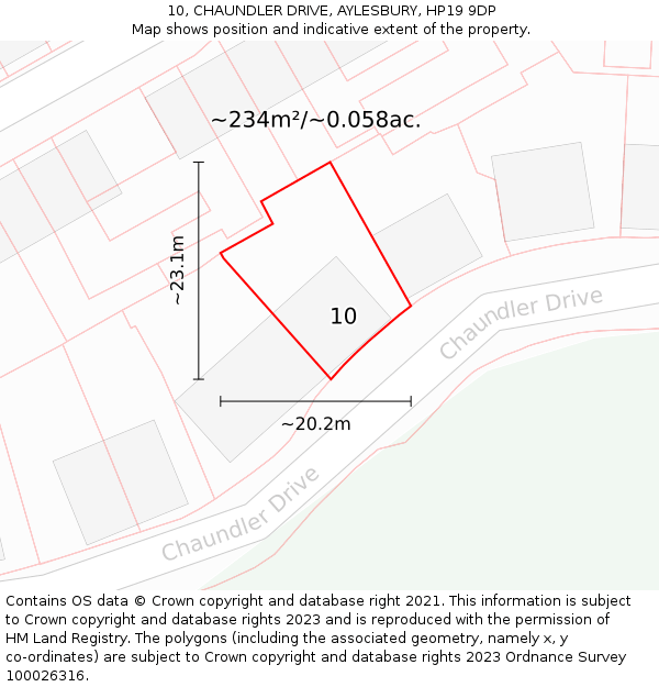 10, CHAUNDLER DRIVE, AYLESBURY, HP19 9DP: Plot and title map