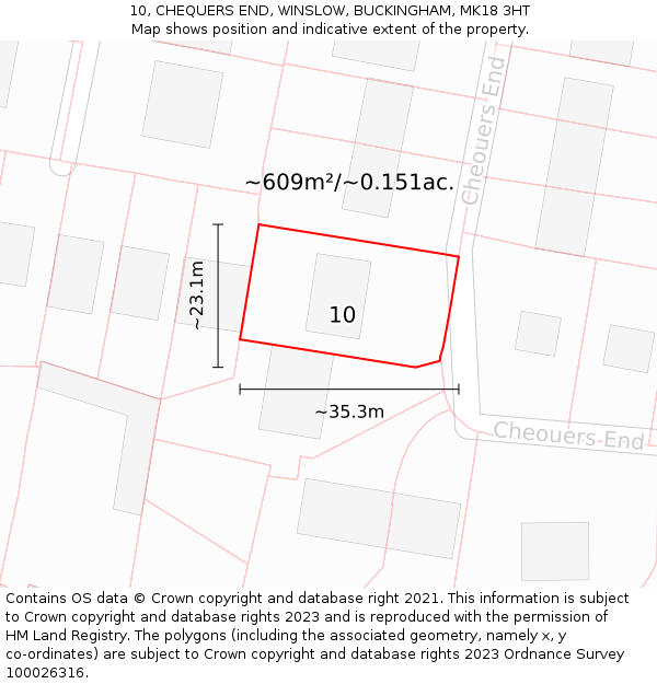 10, CHEQUERS END, WINSLOW, BUCKINGHAM, MK18 3HT: Plot and title map