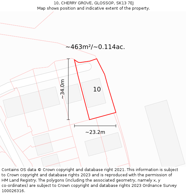 10, CHERRY GROVE, GLOSSOP, SK13 7EJ: Plot and title map