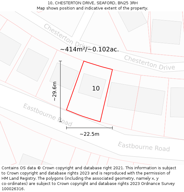 10, CHESTERTON DRIVE, SEAFORD, BN25 3RH: Plot and title map