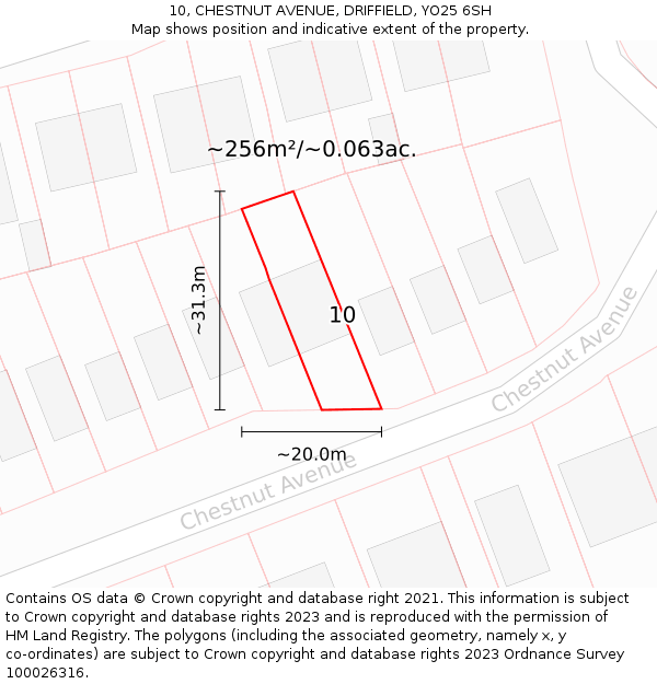 10, CHESTNUT AVENUE, DRIFFIELD, YO25 6SH: Plot and title map