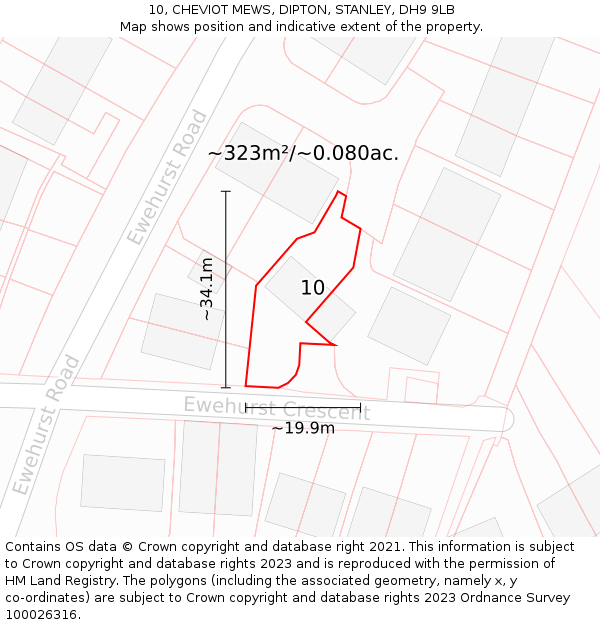 10, CHEVIOT MEWS, DIPTON, STANLEY, DH9 9LB: Plot and title map