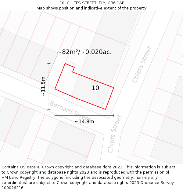 10, CHIEFS STREET, ELY, CB6 1AR: Plot and title map