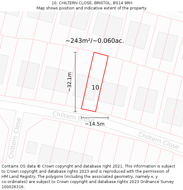 10, CHILTERN CLOSE, BRISTOL, BS14 9RH: Plot and title map