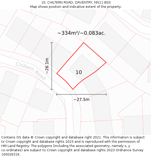 10, CHILTERN ROAD, DAVENTRY, NN11 8SS: Plot and title map