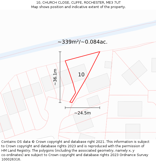 10, CHURCH CLOSE, CLIFFE, ROCHESTER, ME3 7UT: Plot and title map