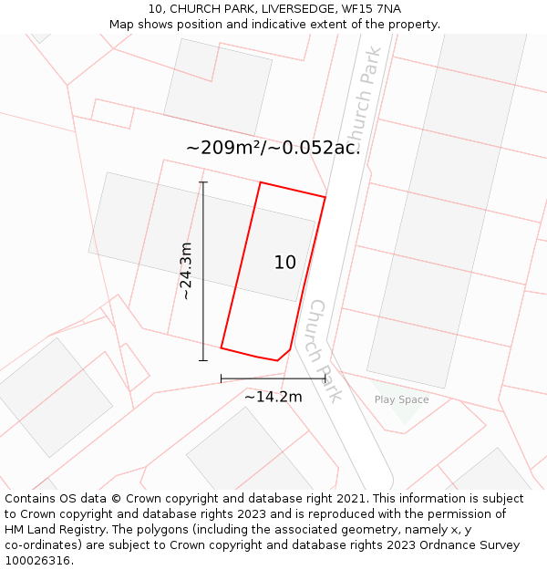 10, CHURCH PARK, LIVERSEDGE, WF15 7NA: Plot and title map